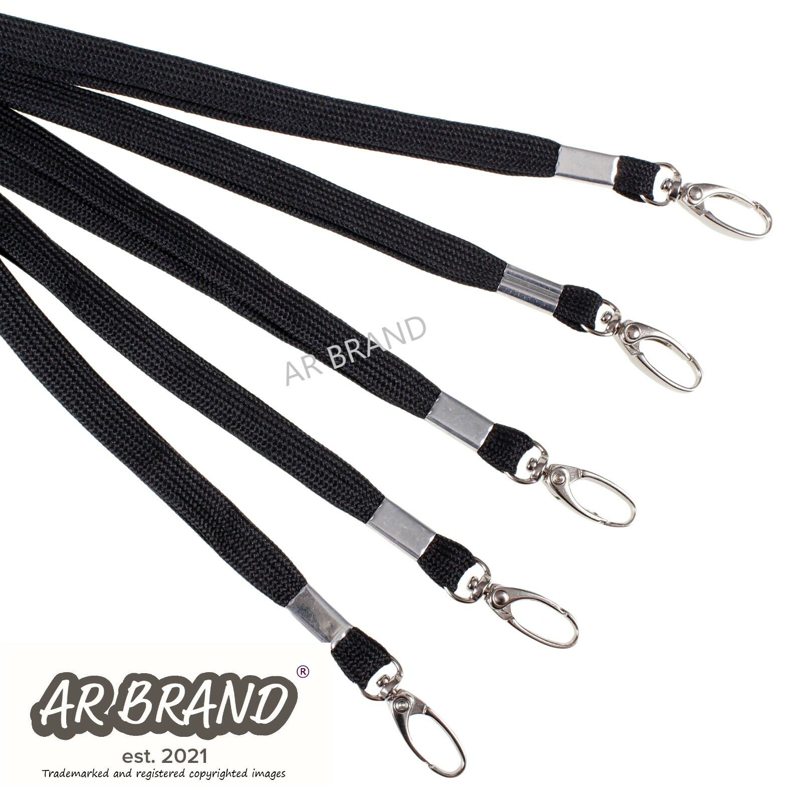 Lanyard Neck Strap With Strong Metal Lobster Clip - Fabric  5 PCS Black