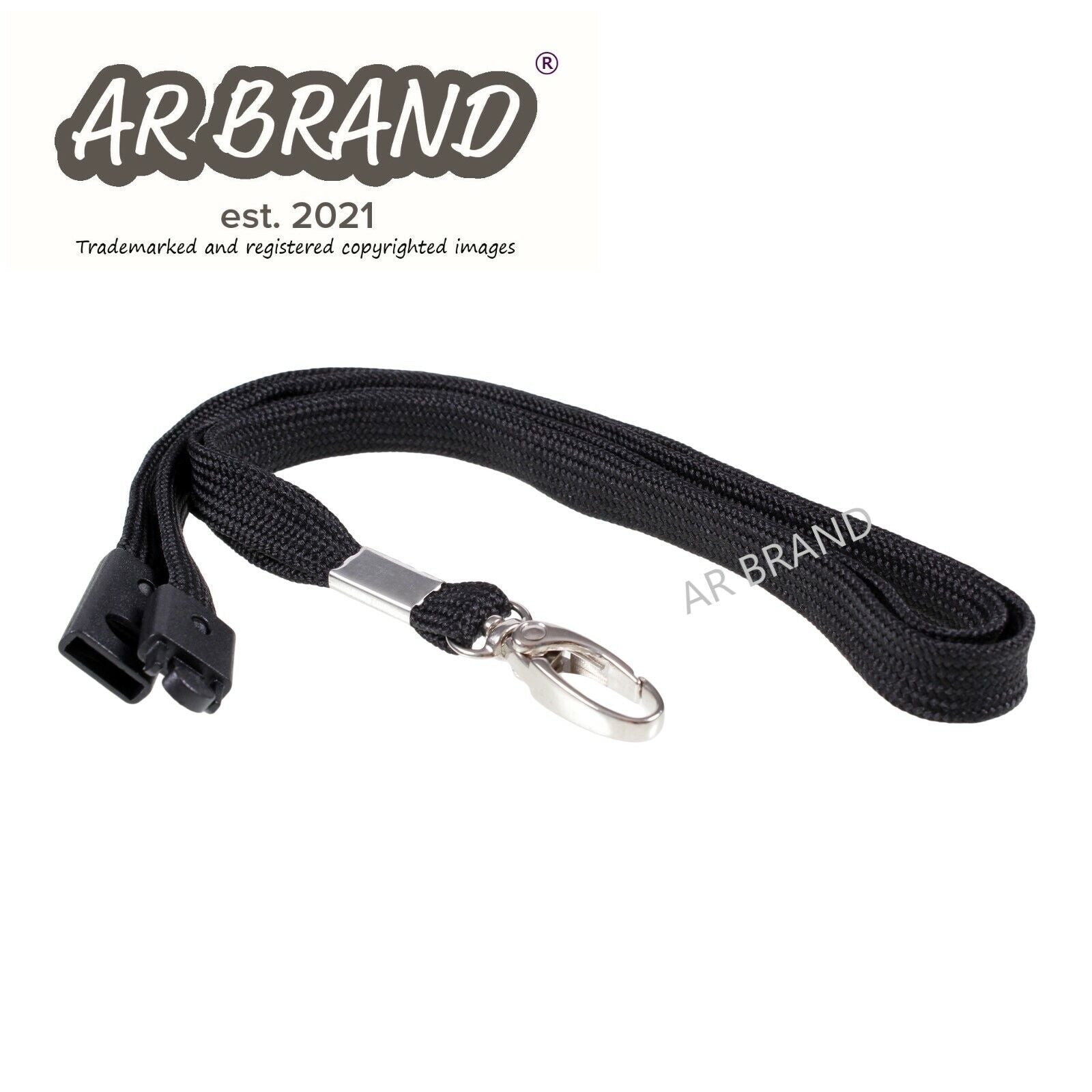 Lanyard Neck Strap With Strong Metal Lobster Clip - Fabric  5 PCS Black