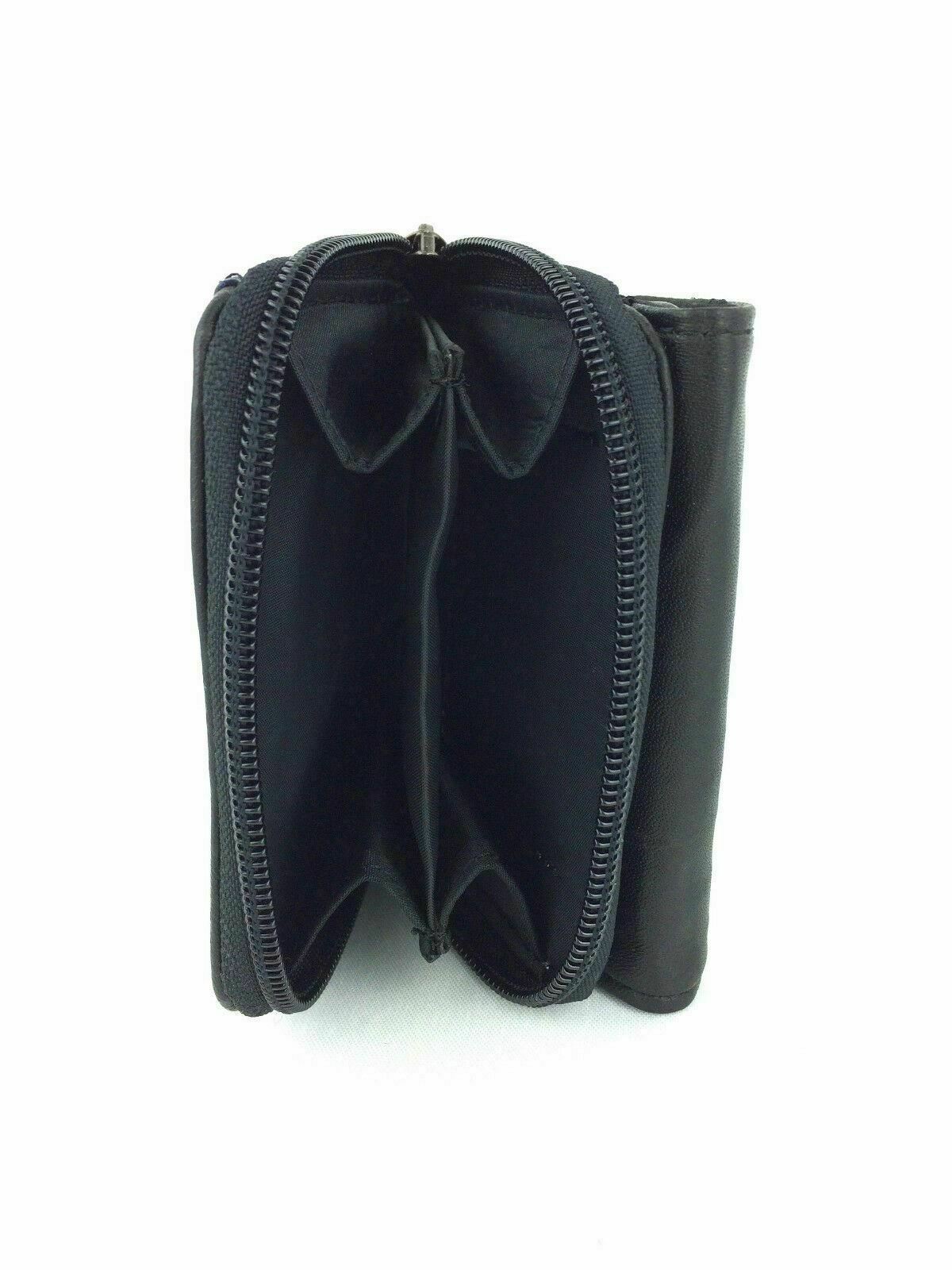 LADIES WOMENS LEATHER PURSE COIN CARD HOLDER BLACK RFID