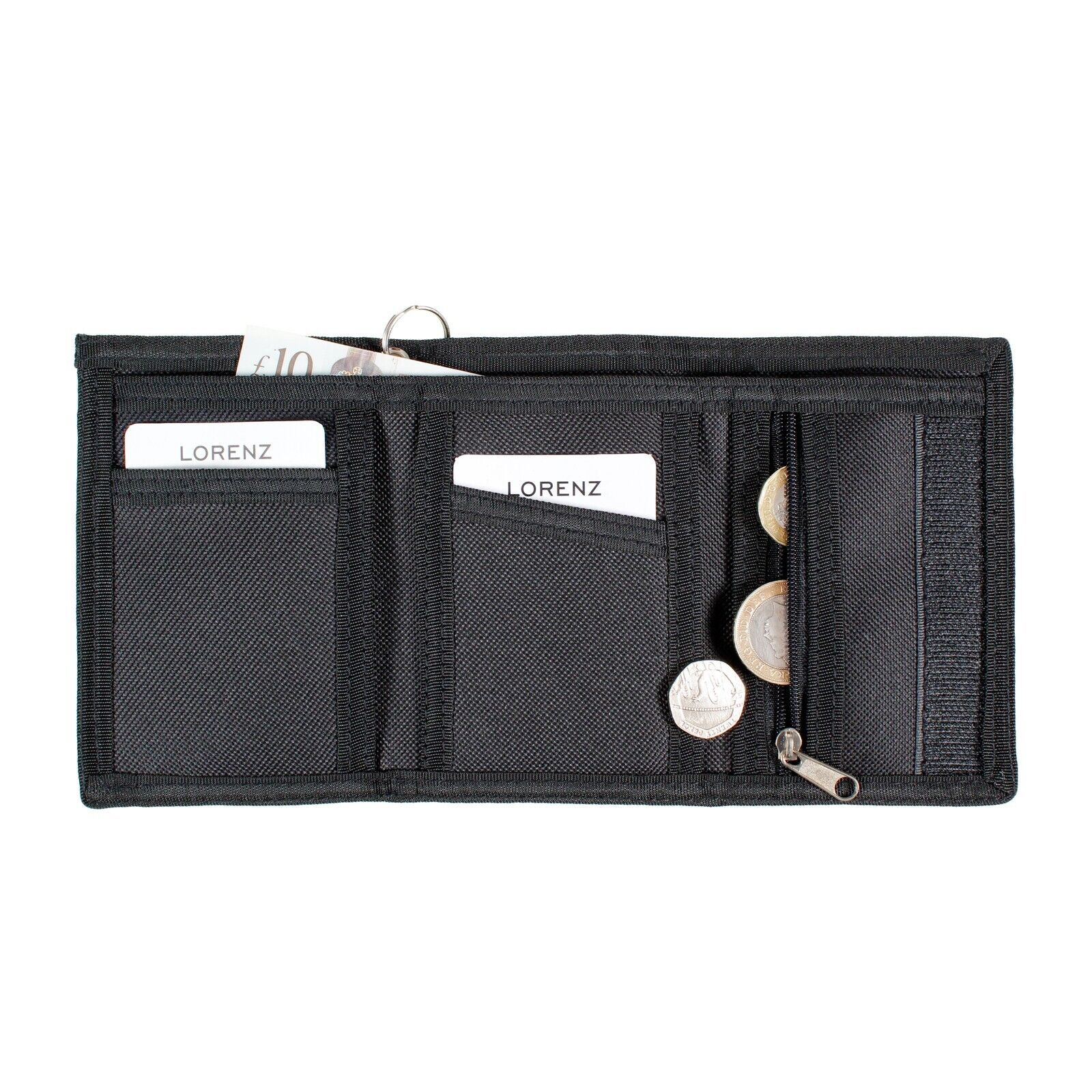 Mens Canvas Wallet Grey  Print Trifold Wallet With Chain Boys Gents UK