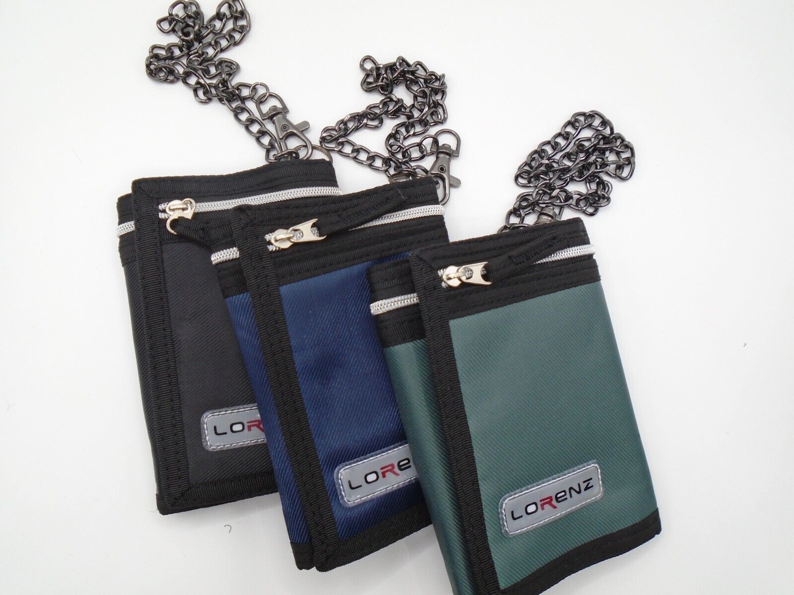 Mens Boys TriFold Sports Wallet with Security Chain Handy
