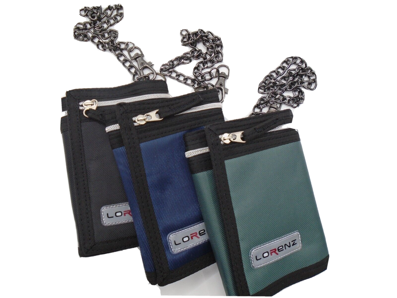 Mens Boys TriFold Sports Wallet with Security Chain Handy