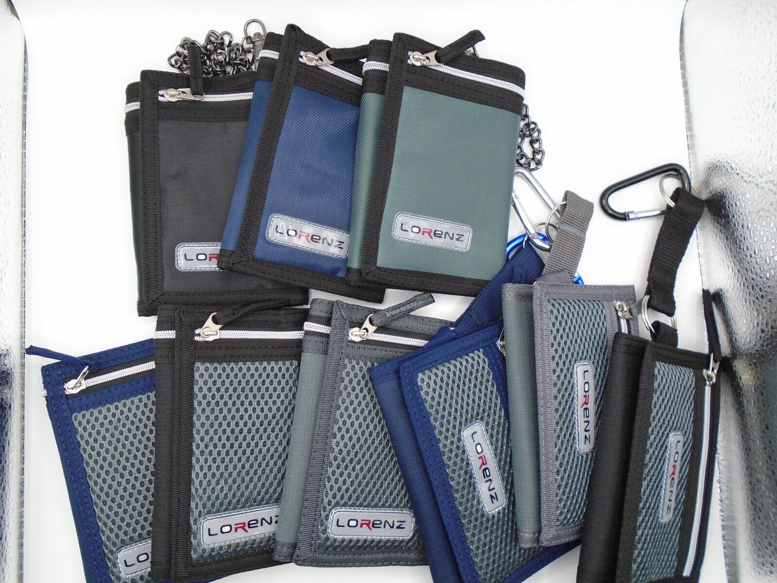 Mens Boys TriFold Sports Wallet with Security Chain Handy