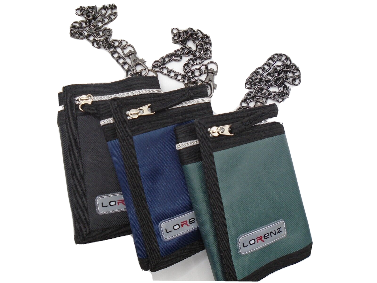 Mens Boys TriFold Sports Wallet with Security Chain Handy