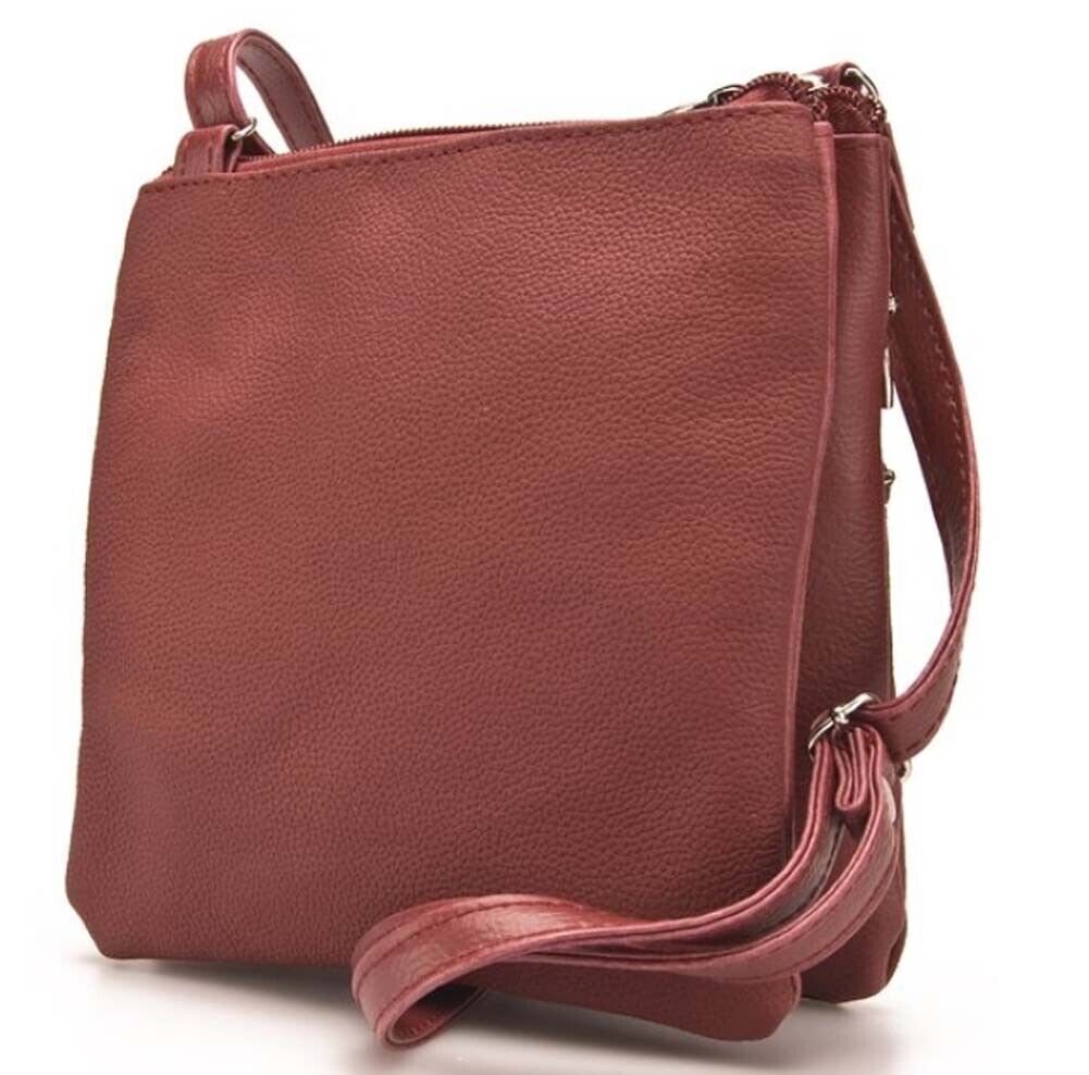 Leather Small Red Womens Ladies Cross Body Shoulder Bag Handbag UK
