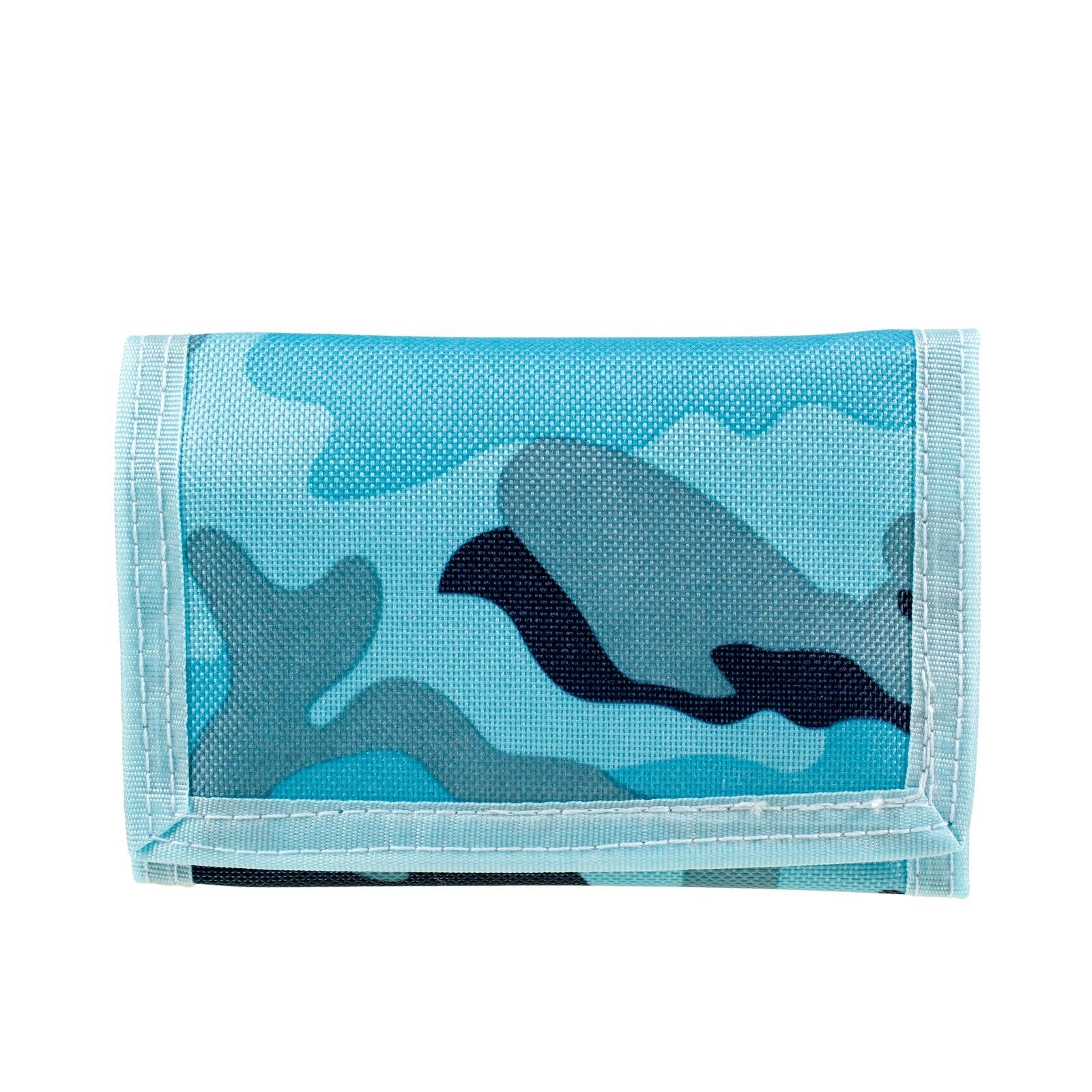 Mens Canvas Wallet Blue  Camo Print Trifold Wallet With Chain Boys Gents UK