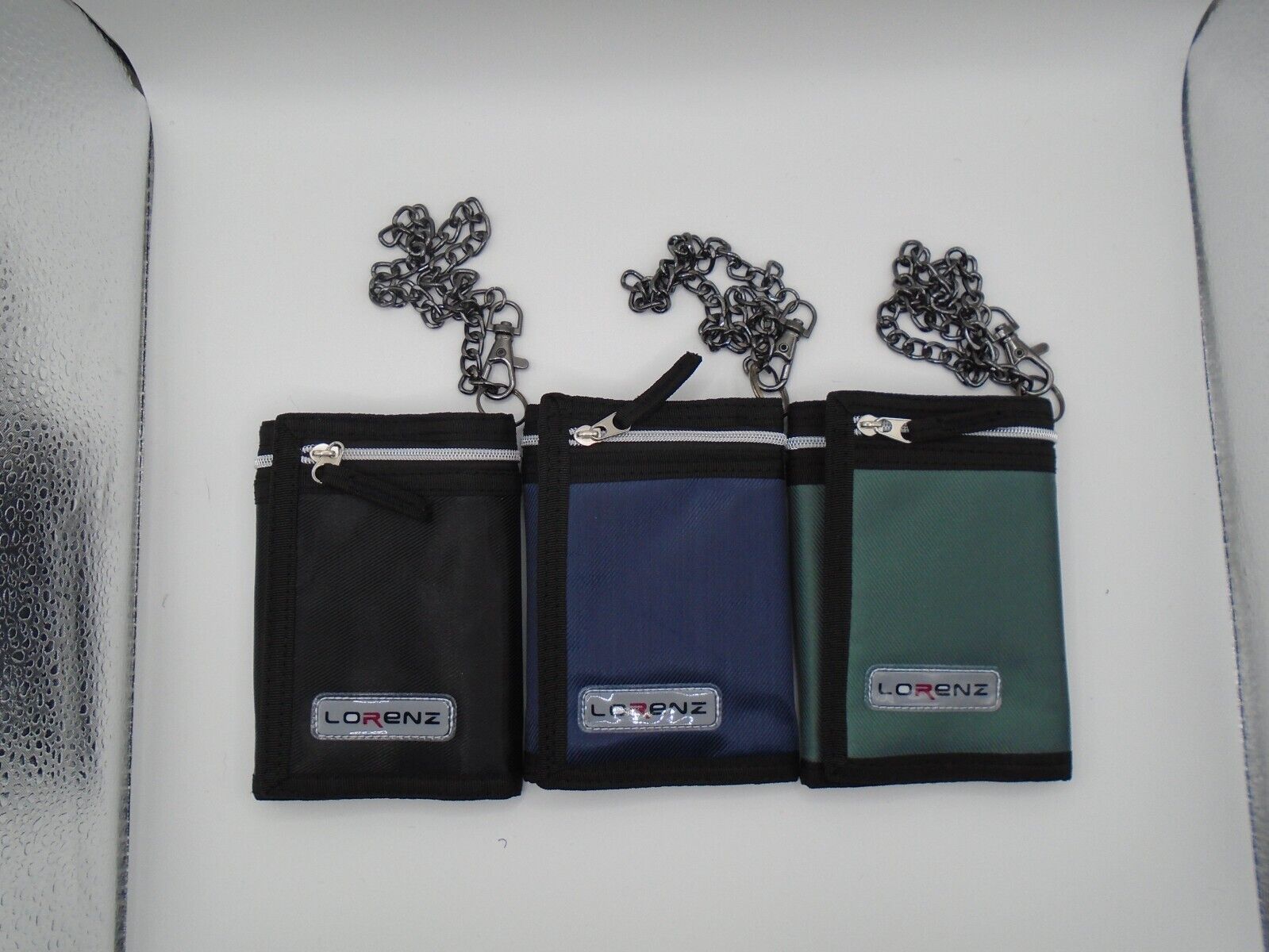 Mens Boys TriFold Sports Wallet with Security Chain Handy