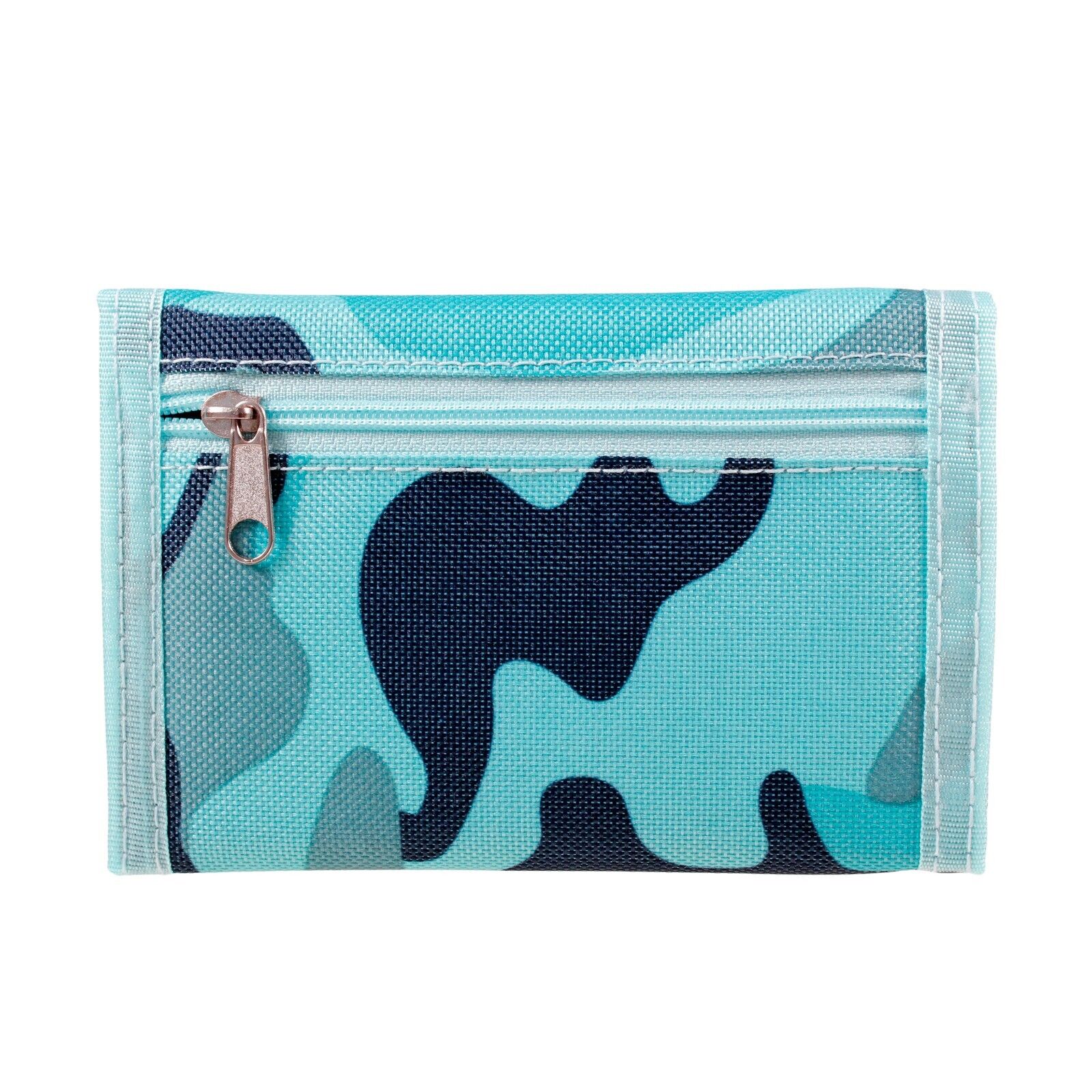 Mens Canvas Wallet Blue  Camo Print Trifold Wallet With Chain Boys Gents UK