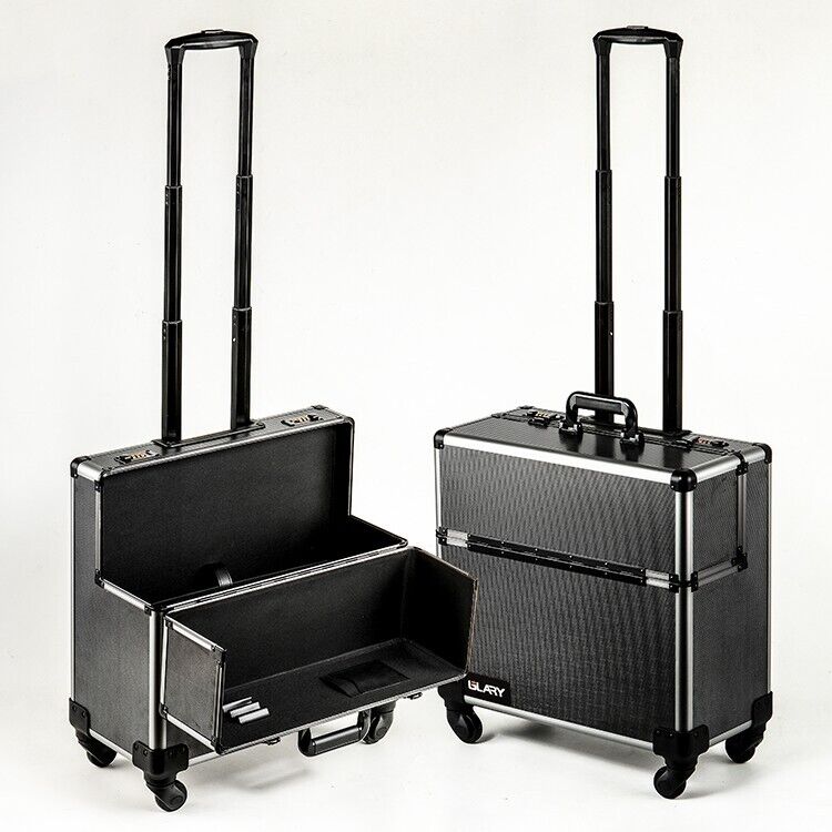 Pro Black Metal Aluminium Pilot Wheeled Trolley Case Hard Briefcase 4 AR BRAND STORE