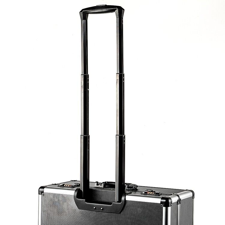Pro Black Metal Aluminium Pilot Wheeled Trolley Case Hard Briefcase 4 Wheel