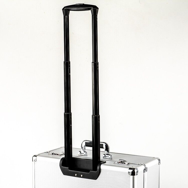 Pro Silver Metal Aluminium Pilot Wheeled Trolley Case Hard Briefcase 4 Wheel