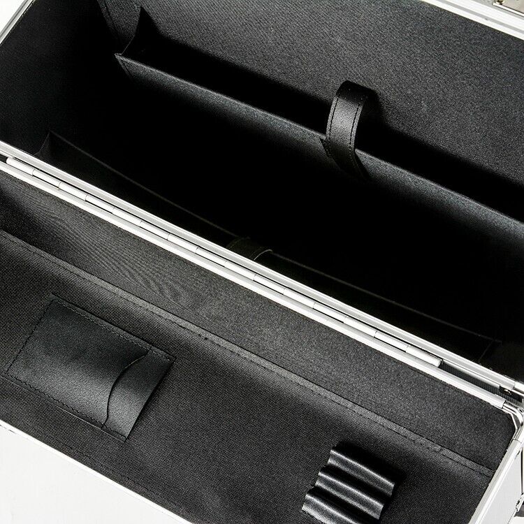 Pro Silver Metal Aluminium Pilot Wheeled Trolley Case Hard Briefcase 4 Wheel ND