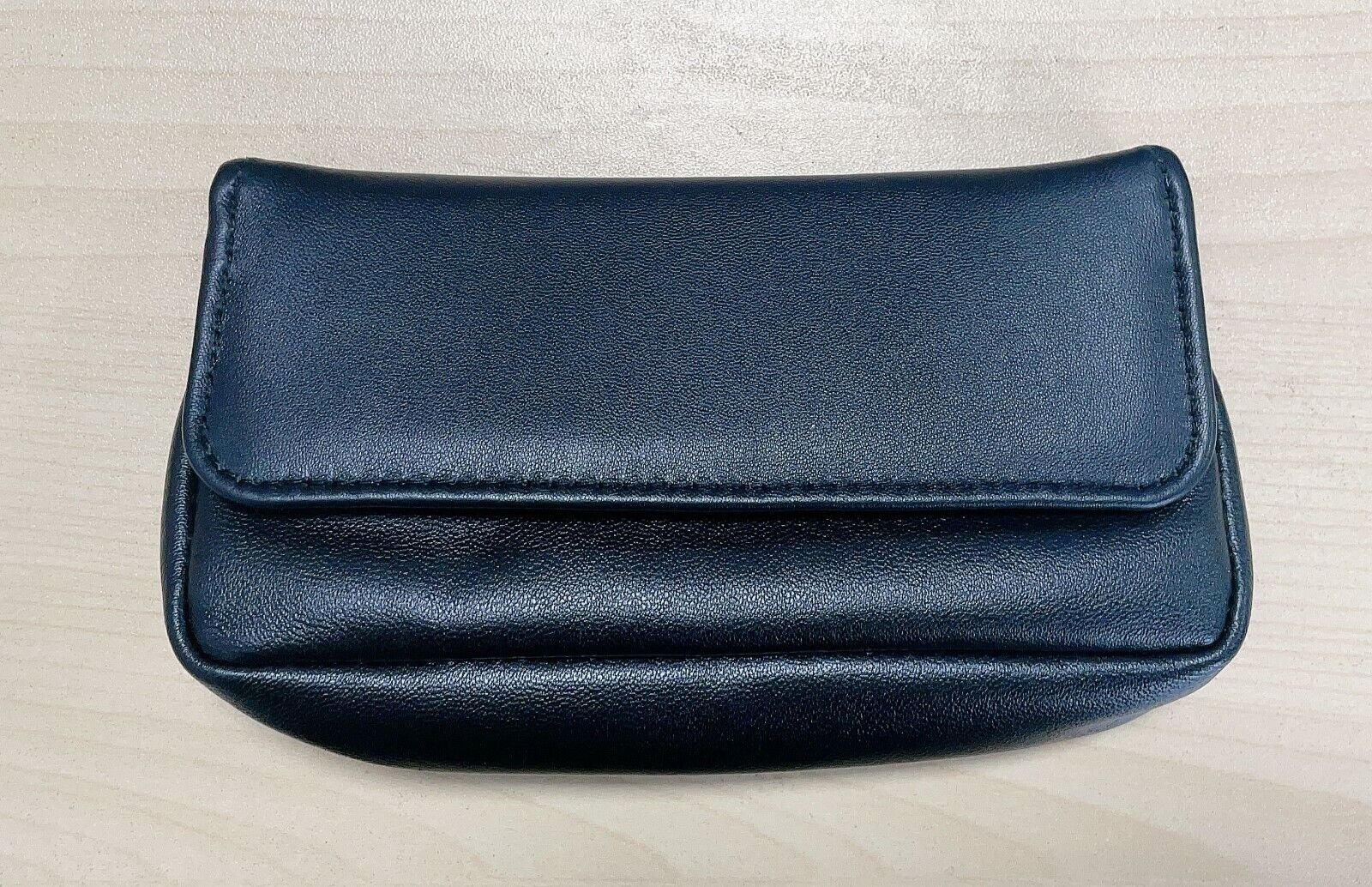 Leather Tobacco Pouch Black Magnetic Soft Luxury  Organiser Zip & Rolling Paper