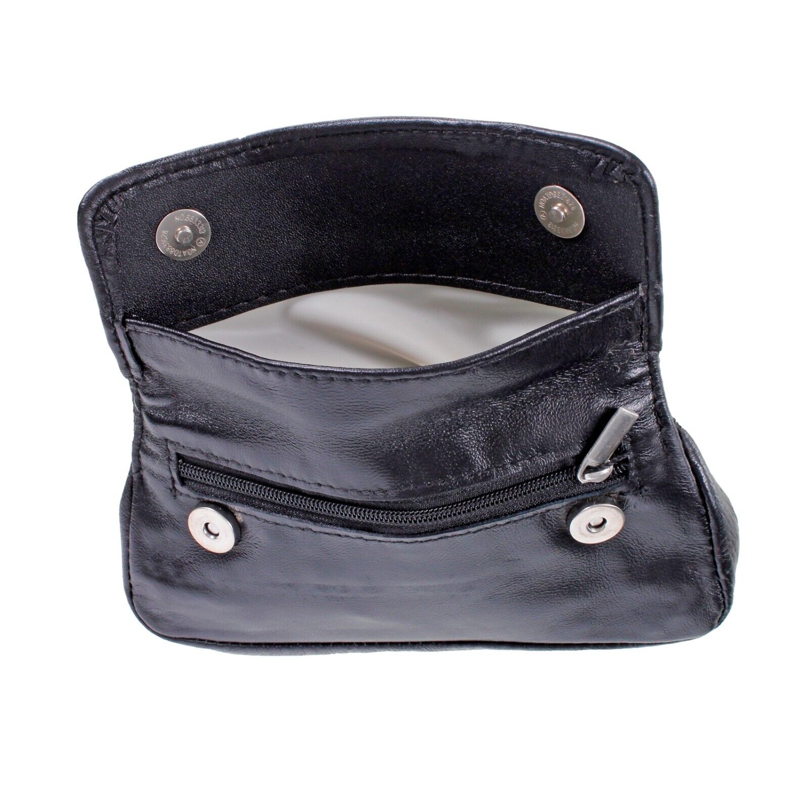 Leather Tobacco Pouch Black Magnetic Soft Luxury  Organiser Zip & Rolling Paper