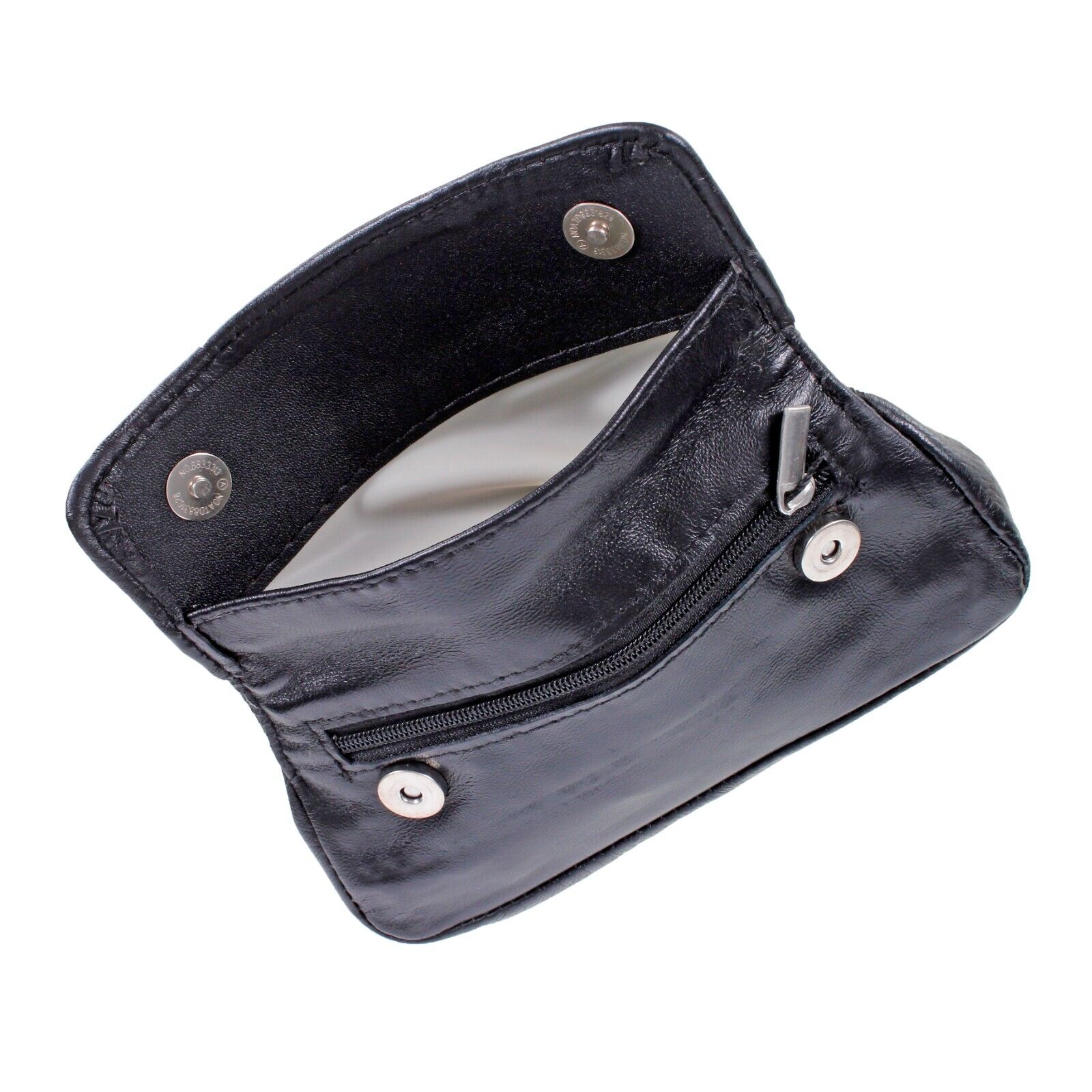 Leather Tobacco Pouch Black Magnetic Soft Luxury  Organiser Zip & Rolling Paper