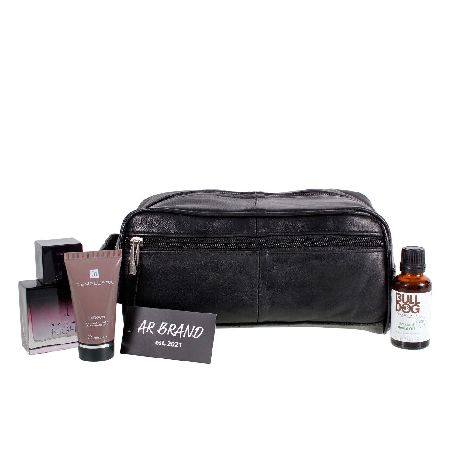 MENS LEATHER TOILETRY TRAVEL WASH BAG TRAVEL GIFT