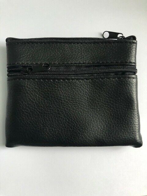 UNISEX MENS LADIES SOFT BLACK LEATHER COIN POUCH PURSE WALLET-AUTHENTIC UK STOCK