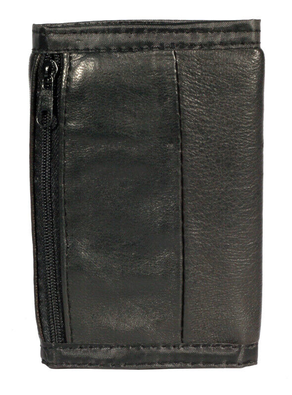 Mens Boys Leather Wallet Detachable Chain Sports Black
