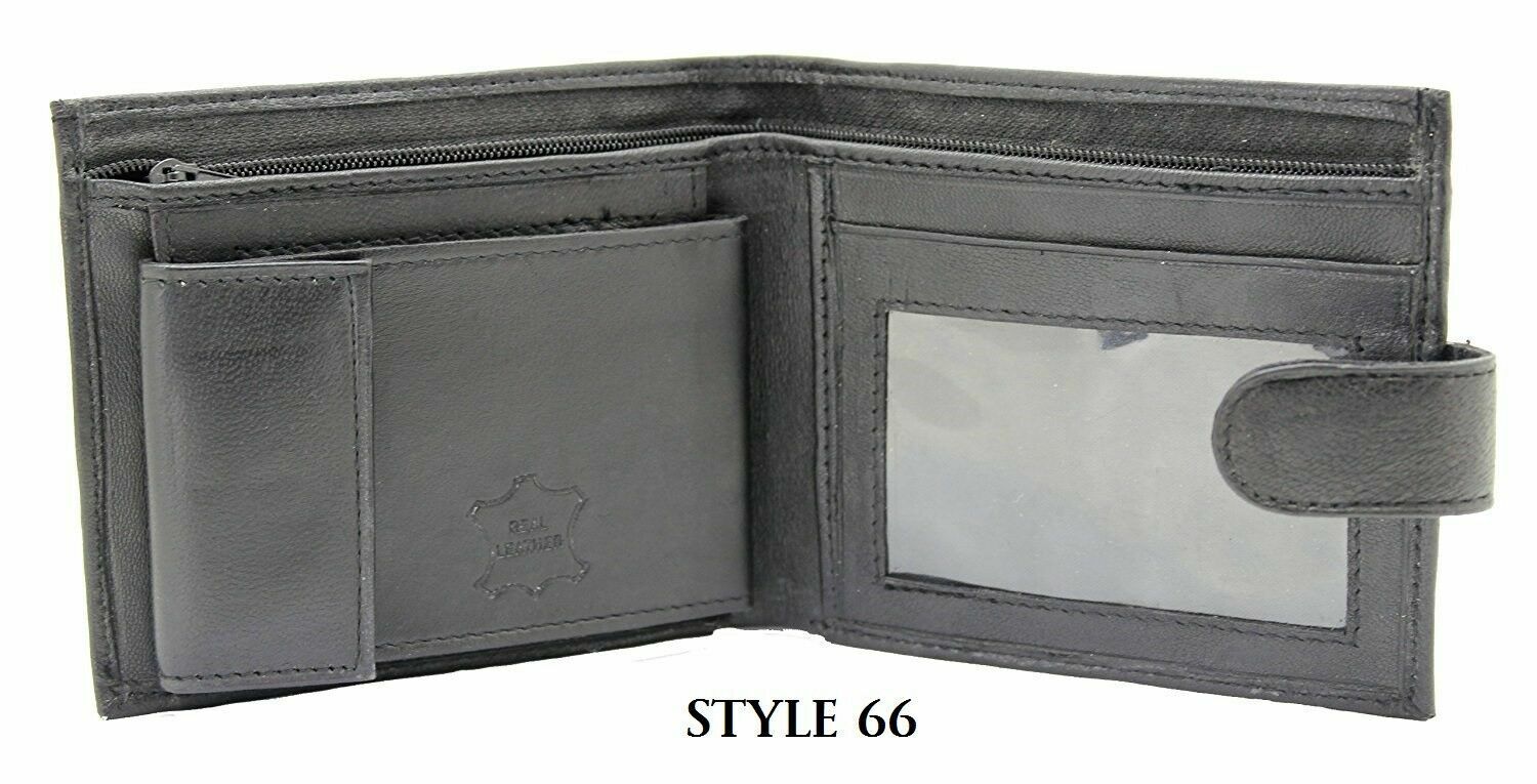 WHOLESALE Mens Boys Genuine  Real Leather Wallets Black JOB LOT