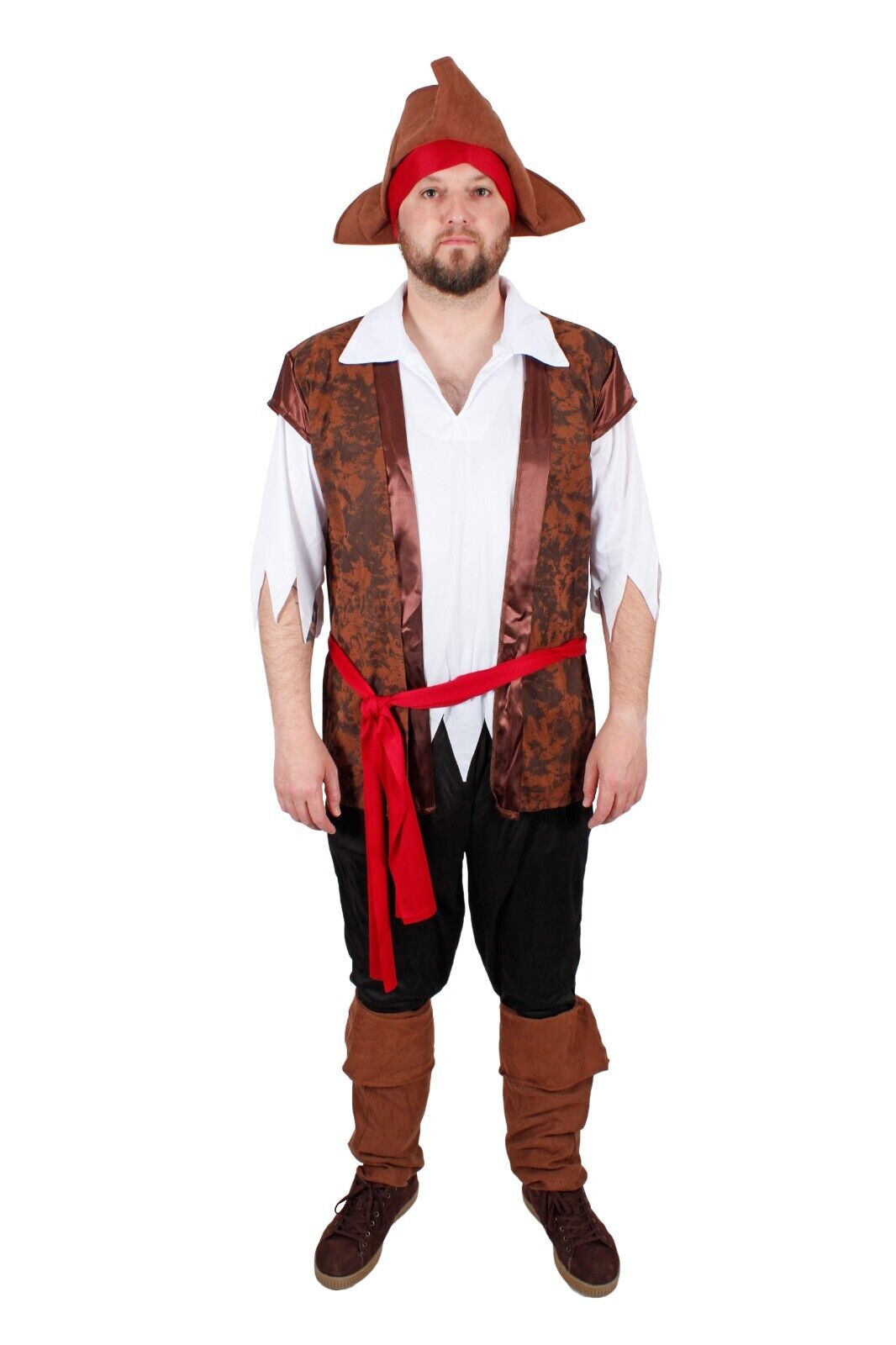 Men Caribbean Pirate Jack Sparrow Fancy Dress Costume Adults Outfit