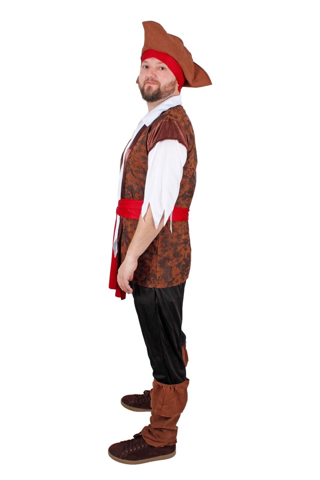 Men Caribbean Pirate Jack Sparrow Fancy Dress Costume Adults Outfit