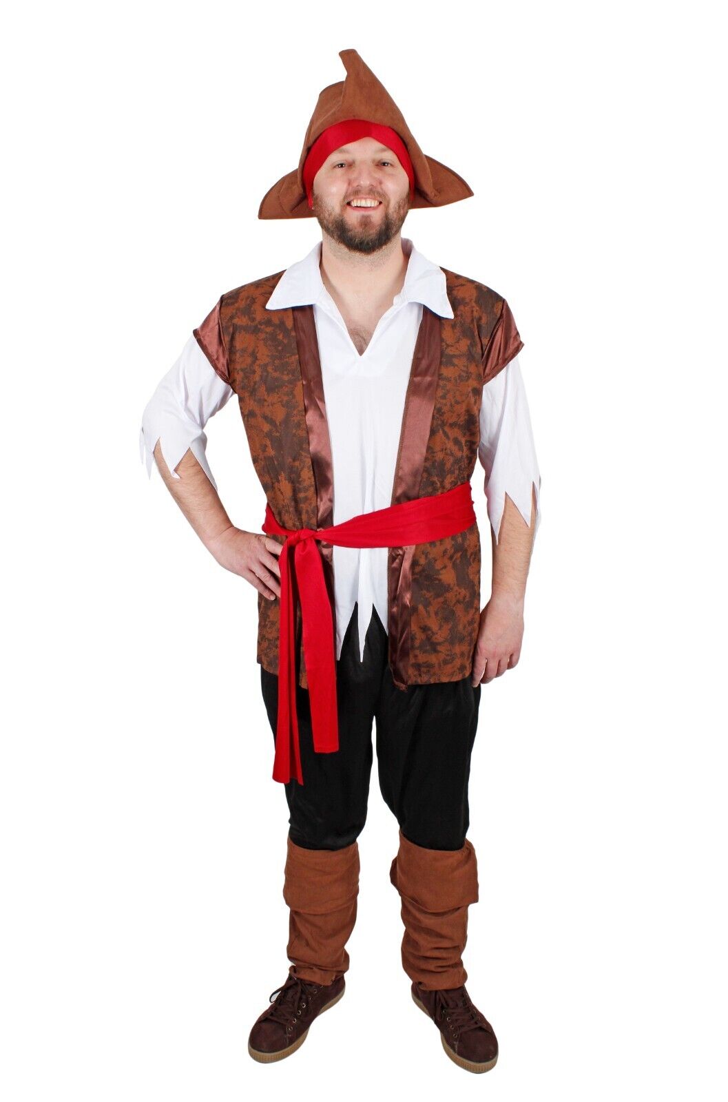 Men Caribbean Pirate Jack Sparrow Fancy Dress Costume Adults Outfit