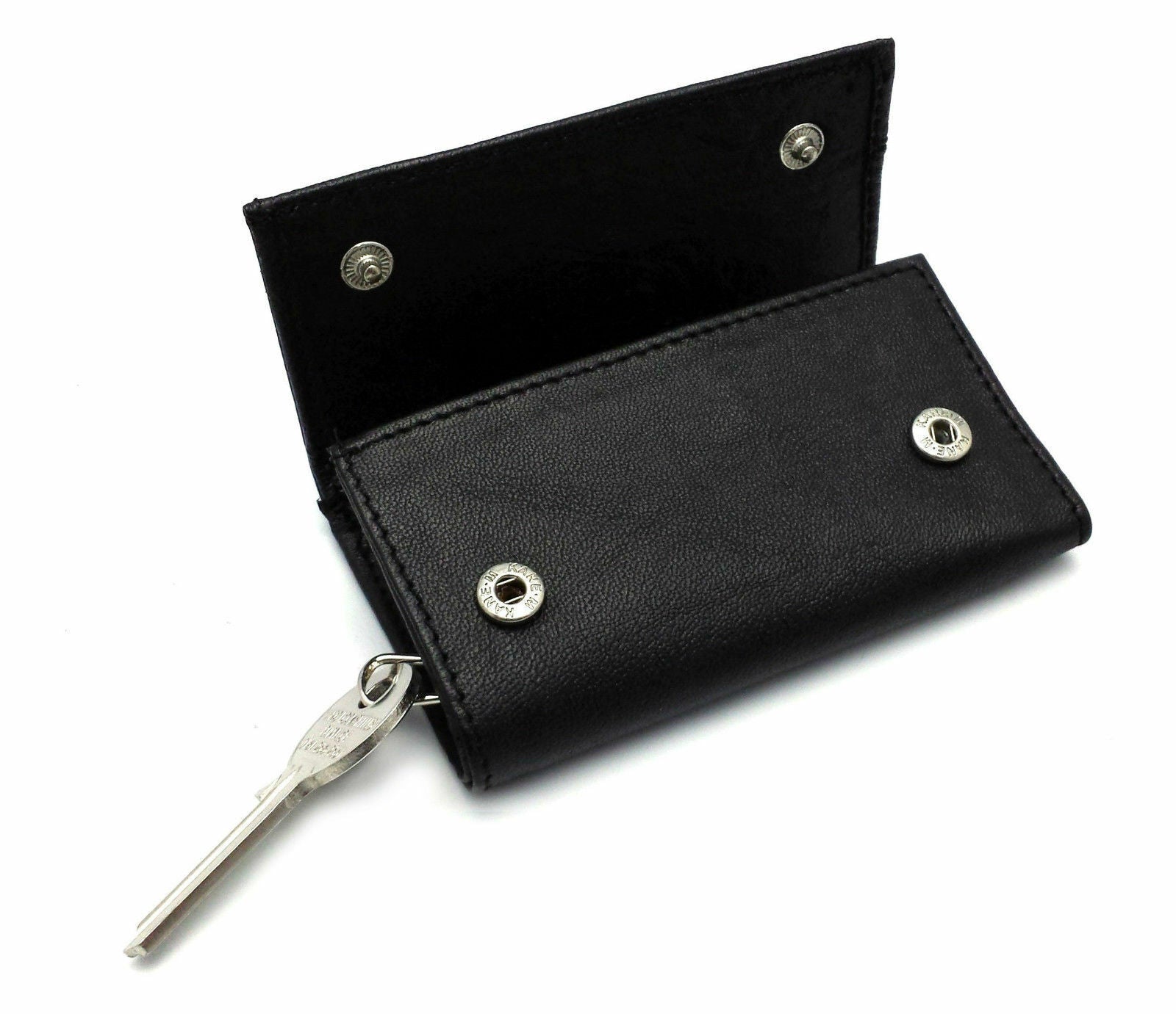 Leather Key Holder / Key Case Wallet Key Ring Soft Nappa Leather Black UK