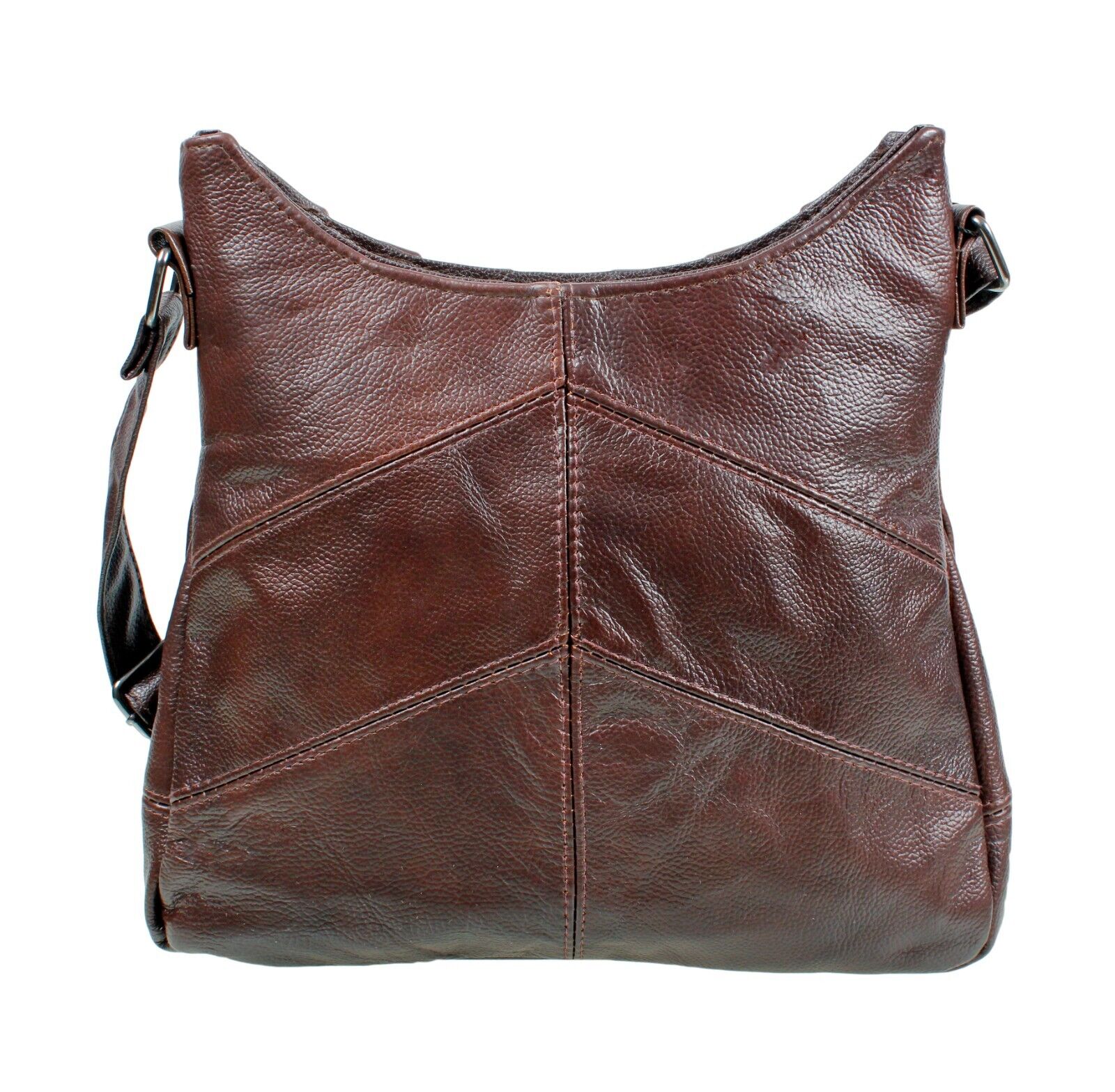Ladies Women Cowhide Leather Handbag Dark BROWN Soft Cross Body Shoulder Bag AR