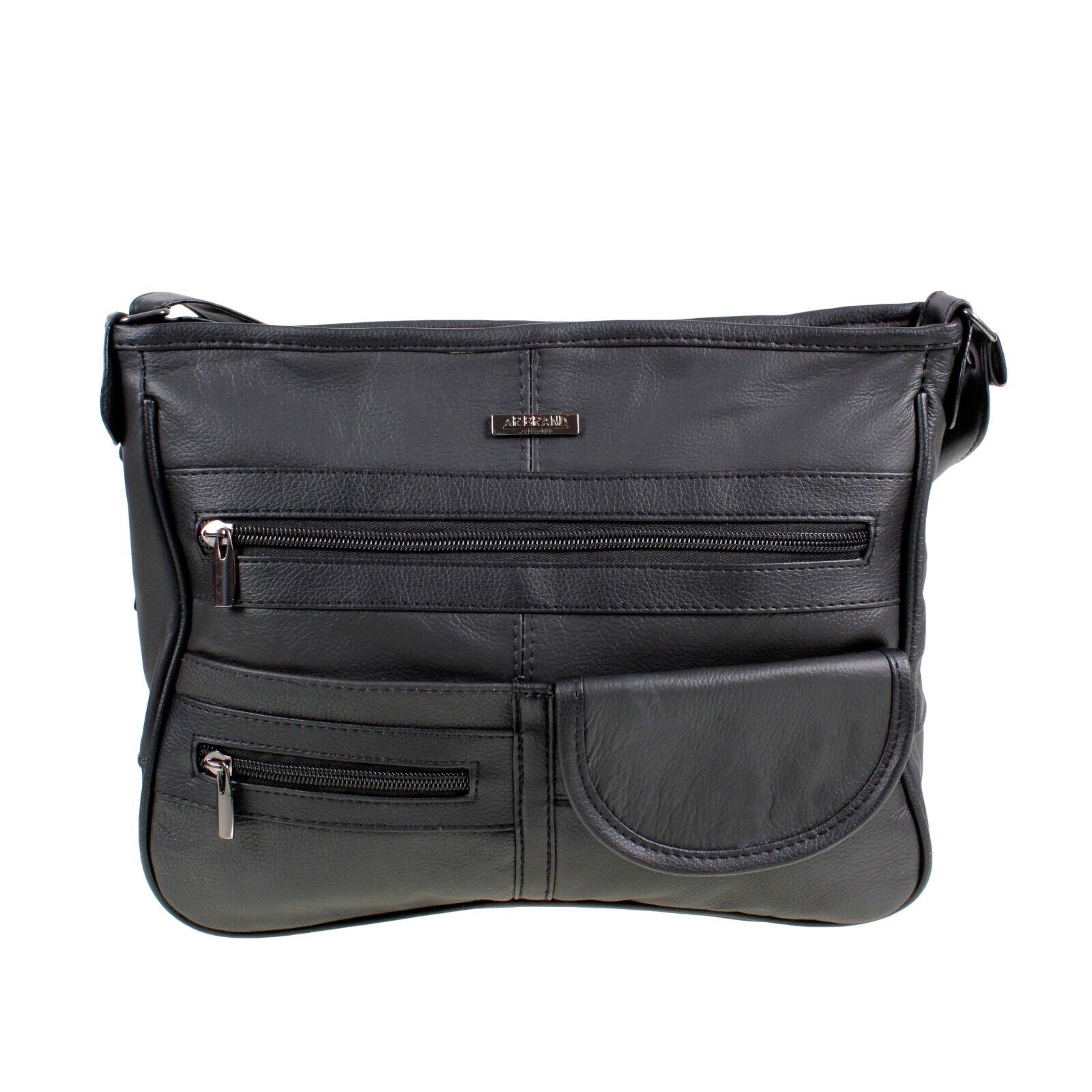Ladies Women Cowhide Leather Organiser Cross Body Bag Shoulder Handbag Black AR