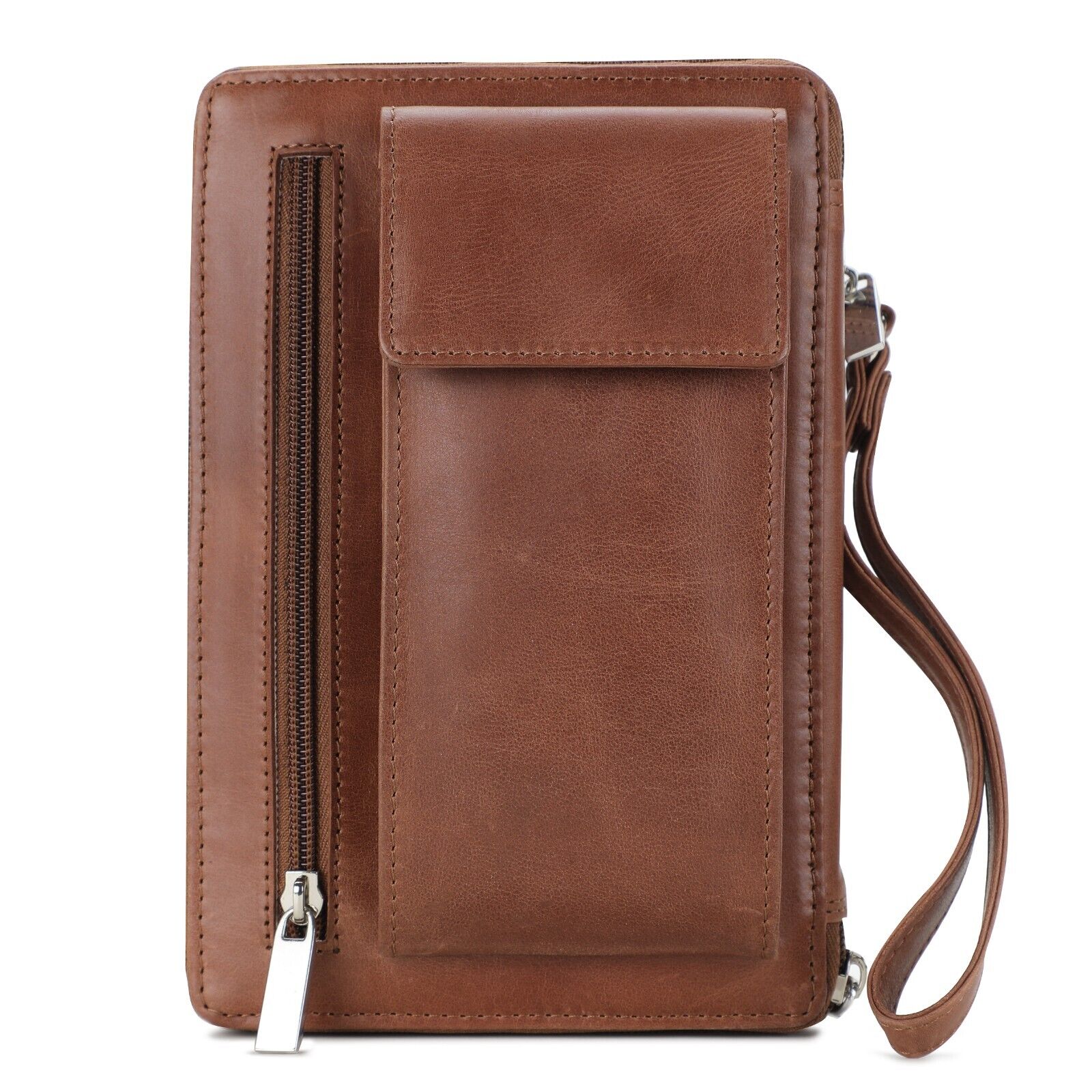 LEATHER TRAVEL BAG PASSPORT HOLIDAY Brown LEATHER QUALITY CROSSBODY