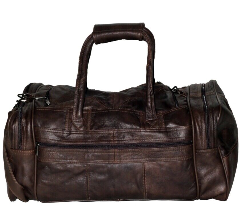 Holiday Cabin Luxury Leather Travel / Weekend Overnight Bag Brown