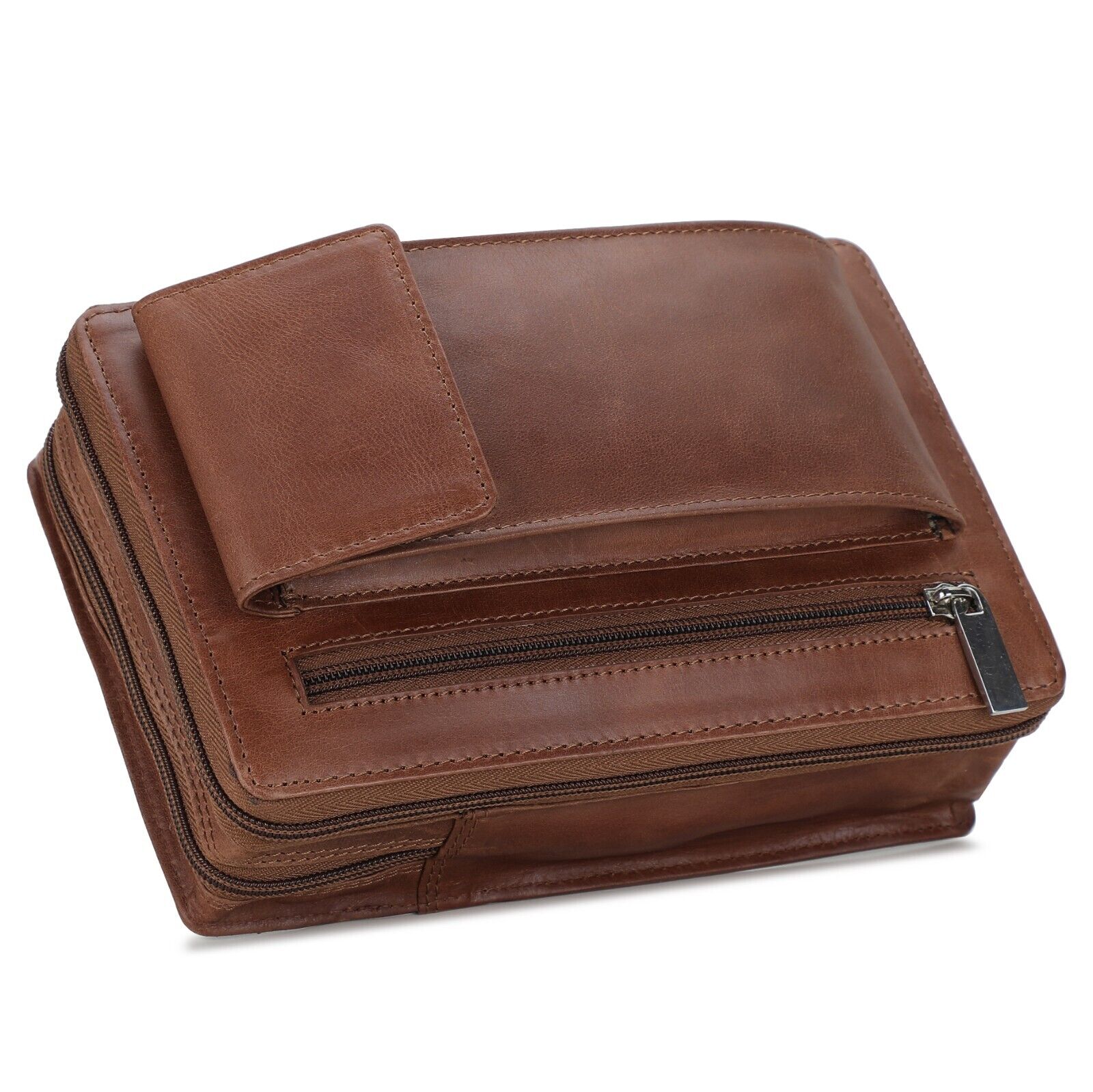 LEATHER TRAVEL BAG PASSPORT HOLIDAY Brown LEATHER QUALITY CROSSBODY