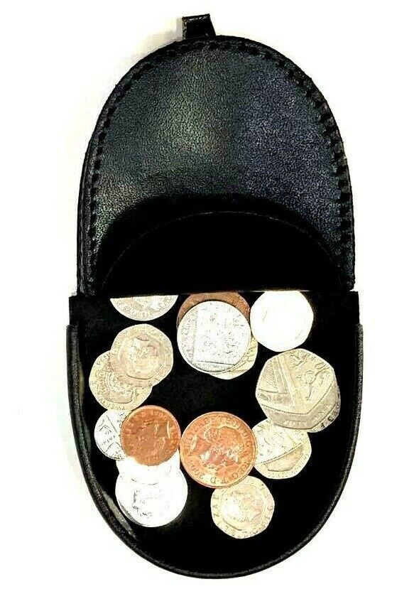 Navy or BK BR Men Coin Tray Real Leather Change Wallet Pocket Fit Pocket Gents