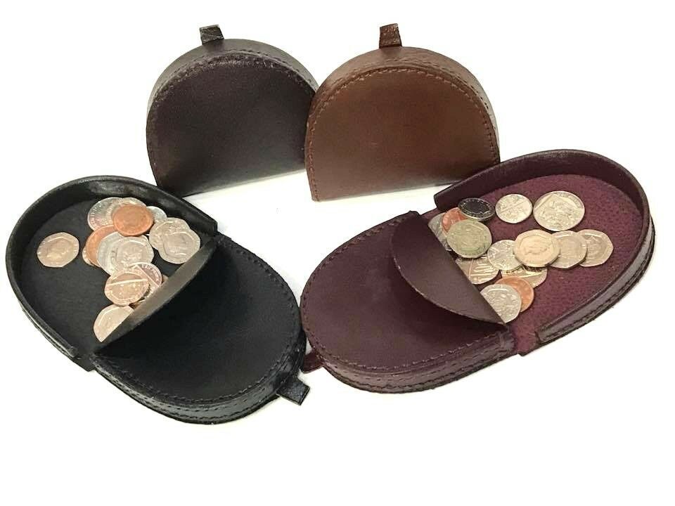 Navy or BK BR Men Coin Tray Real Leather Change Wallet Pocket Fit Pocket Gents