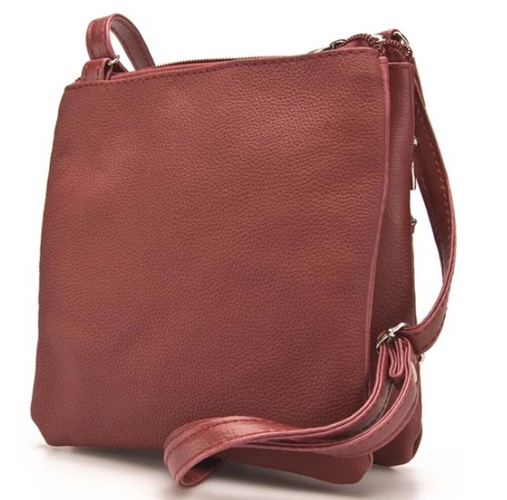 Ladies RED Small Genuine Soft Leather Shoulder Cross Body Travel Purse Bag
