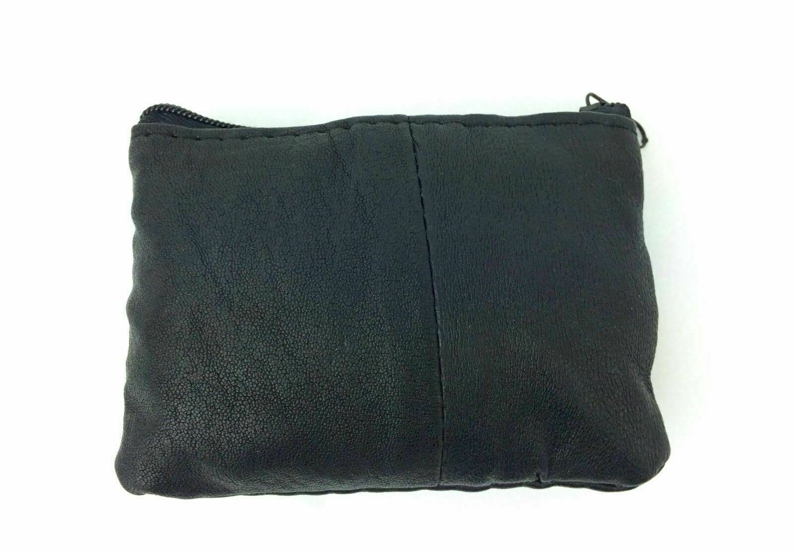 LADIES MENS BOYS GIRLS SOFT LEATHER BLACK ZIPPED COIN CHANGE NOTES WALLET PURSE