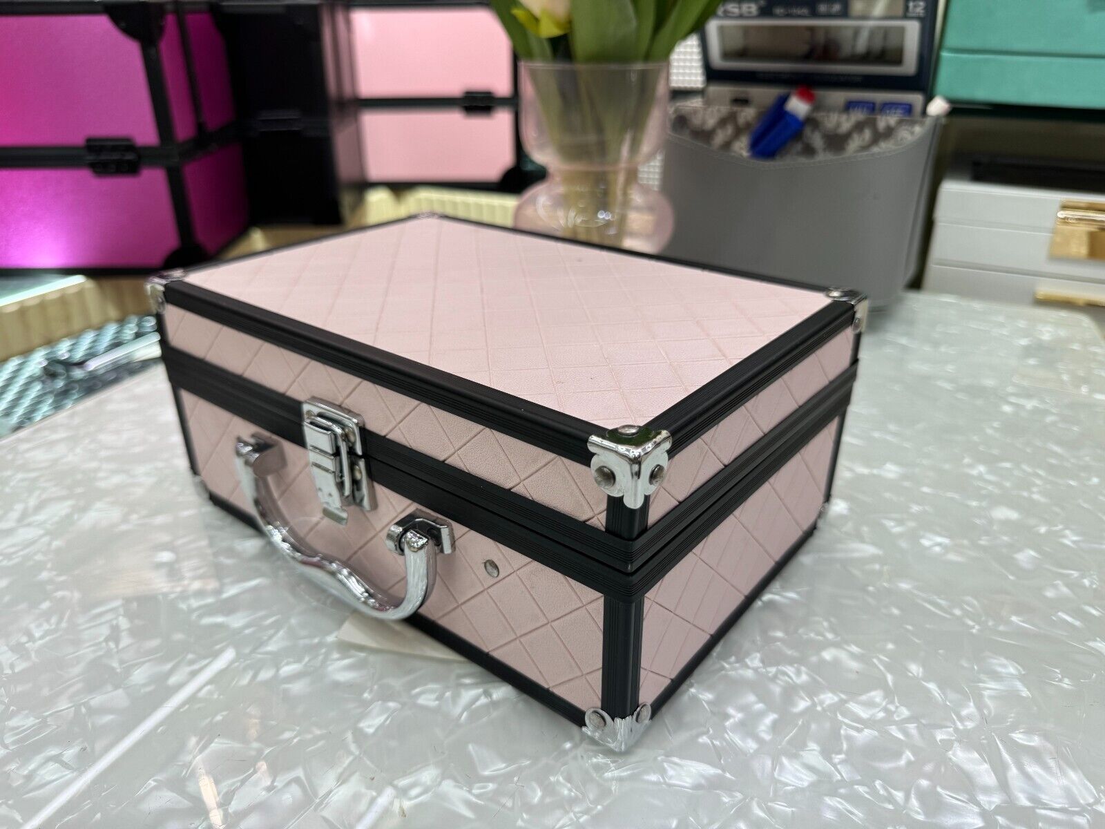 Aluminium Professional Cosmetic Makeup Vanity Travel Case Storage with Mirror UK