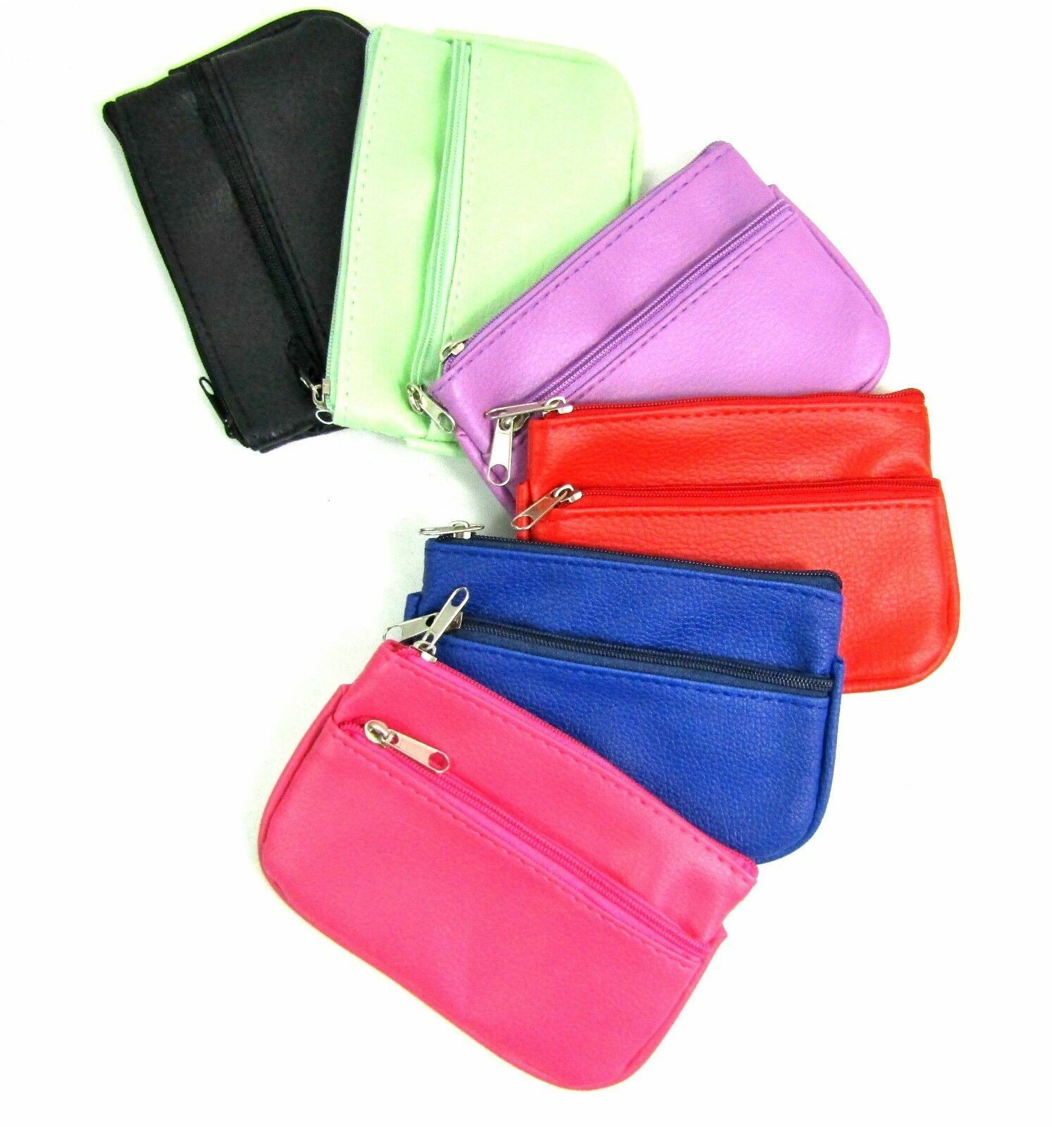 Leather Small Coin Card Key Ring Wallet Pouch Purse