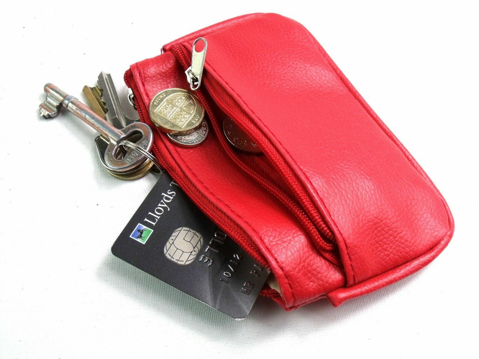 Leather Small Coin Card Key Ring Wallet Pouch Purse