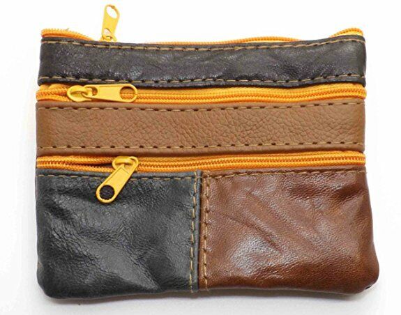 Small Coin Card Wallet Zip Pouch Purse Leather Multi Design