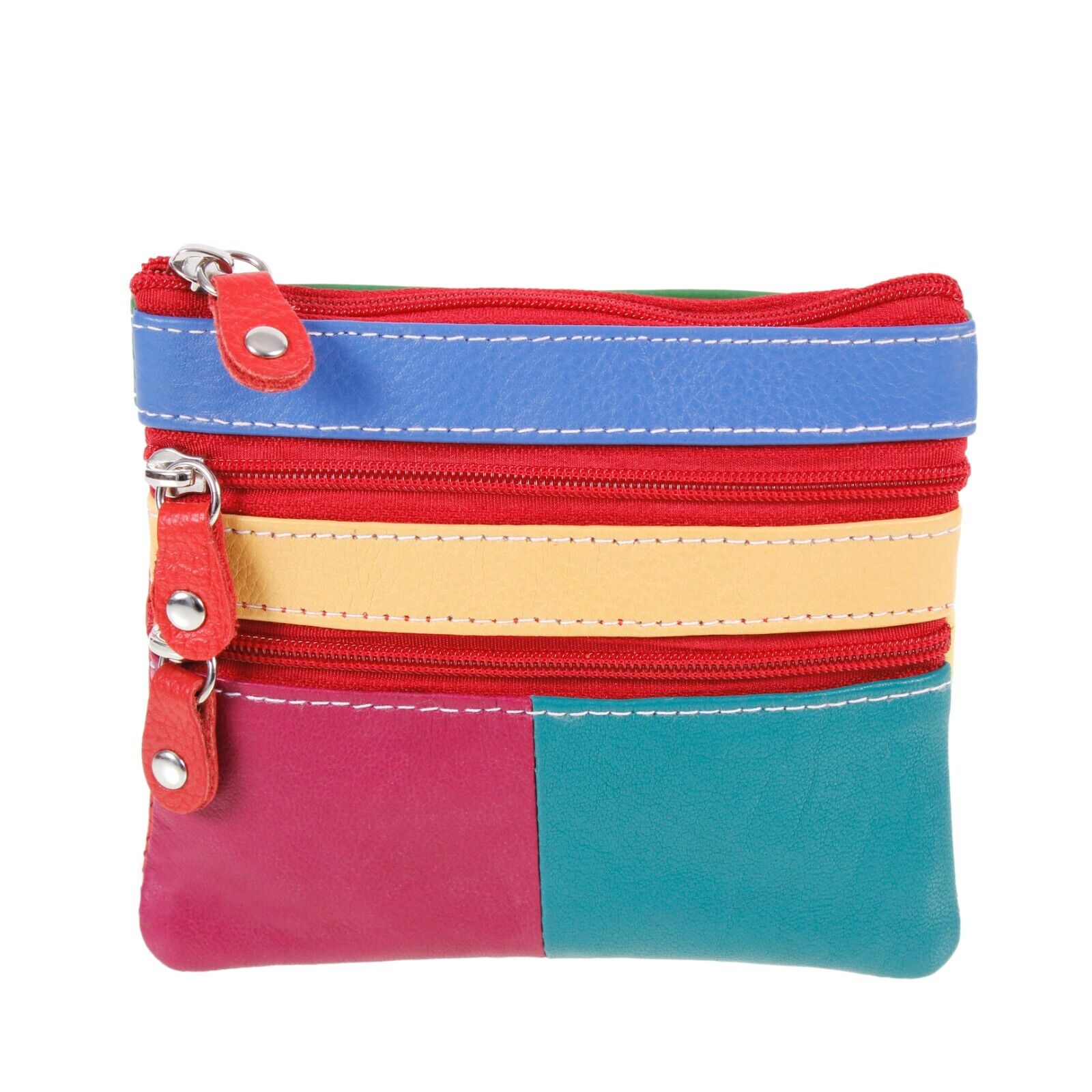 Small Coin Card Wallet Zip Pouch Purse Leather Multi Design