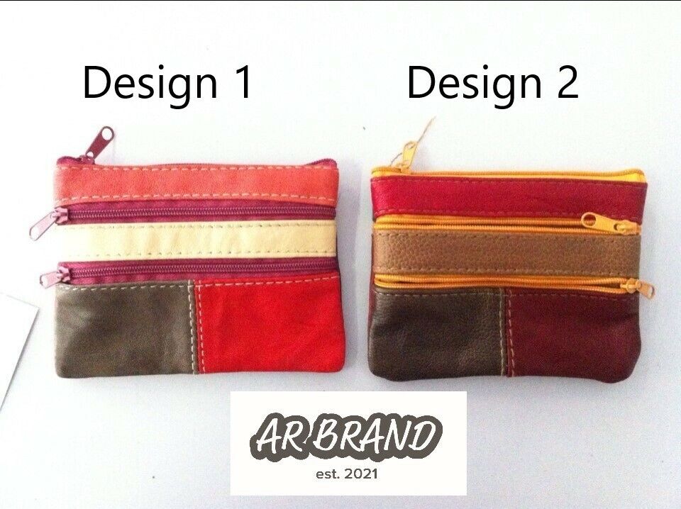 Small Coin Card Wallet Zip Pouch Purse Leather Multi Design