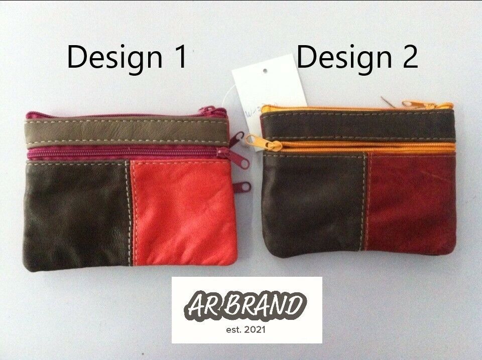 Small Coin Card Wallet Zip Pouch Purse Leather Multi Design