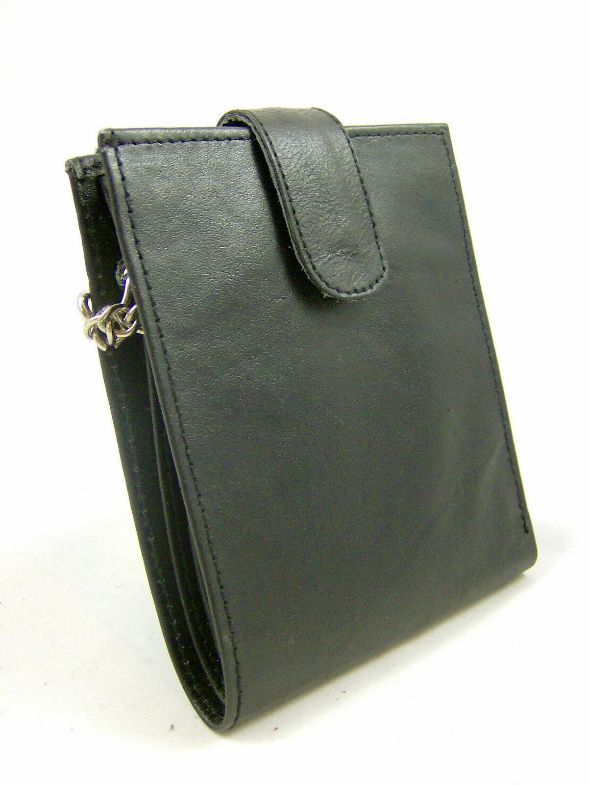 MENS BLACK LEATHER WALLET BIFOLD KEY CHAIN CREDIT CARD RFID PROTECTED