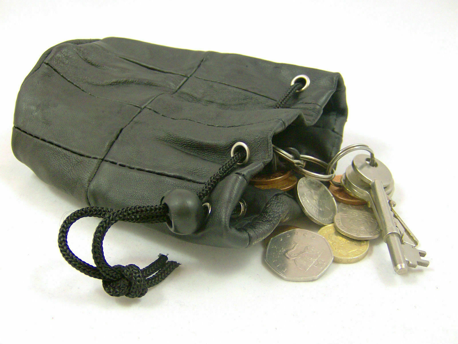 LEATHER COIN PURSE COIN POUCH DRAWSTRING PURSE WRIST PURSE WRIST POUCH