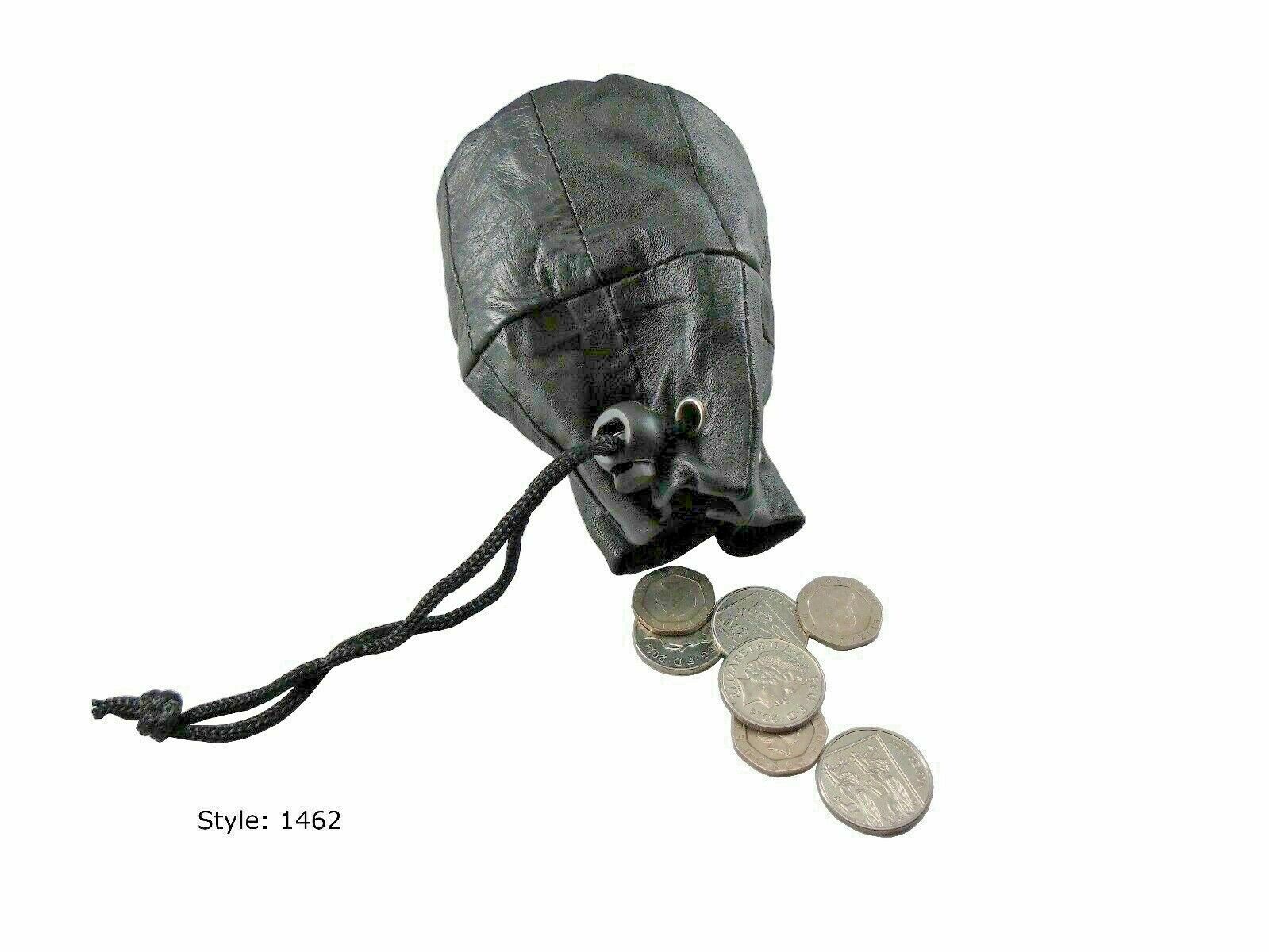 Leather Drawstring Wrist Taxi Pouch Coin Purse Change Money Bag Wallet Note Case