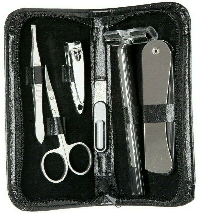 Mens Travel Manicure Nail Clipper Set Male Pedicure Travel Grooming Kit
