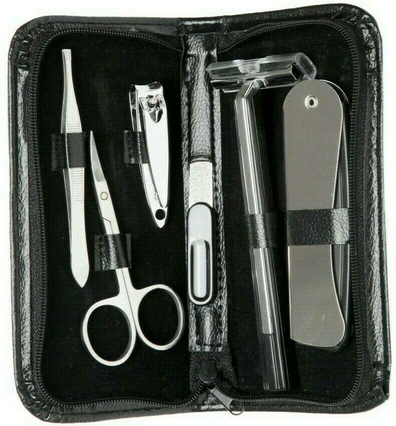 Mens Travel Manicure Nail Clipper Set Male Pedicure Travel Grooming Kit