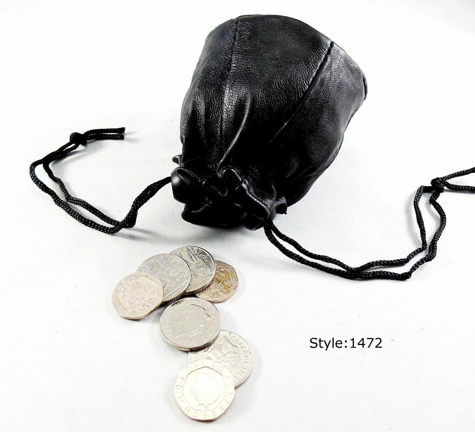 Leather Drawstring Wrist Taxi Pouch Coin Purse Change Money Bag Wallet Note Case