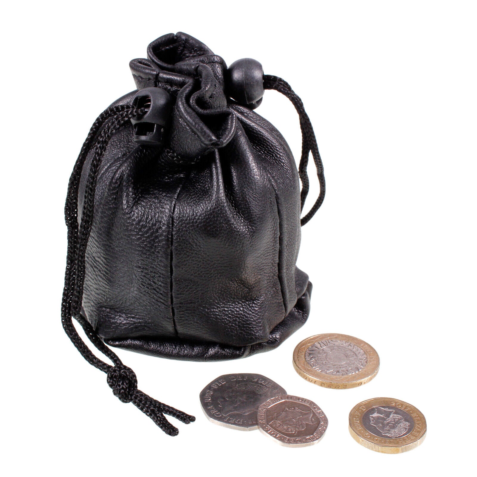 Leather Drawstring Wrist Taxi Pouch Coin Purse Change Money Bag Wallet Note Case